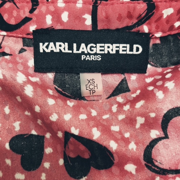 KARL LAGERFELD PARIS Mauve Heart Print Long Sleeve Oversized Blouse XS-M - Picture 7 of 10